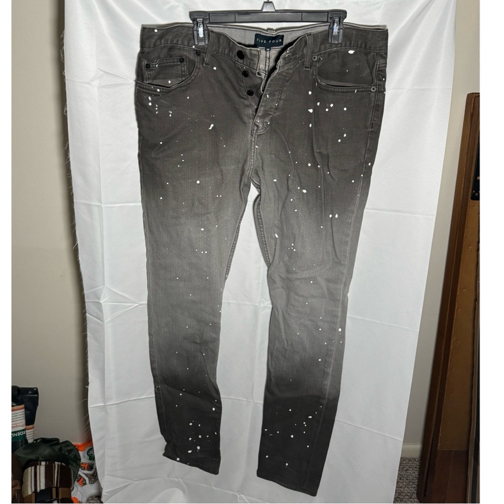 Five Four Men's Black & Gray Paint-Splatter Skinny Jeans